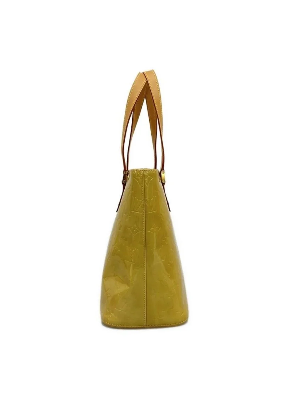 ★SOLD★ Louis Vuitton Tote Monogram Vernis Houston Soft Beige Leather - Picture 4 of 11